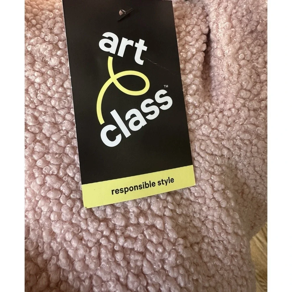 Art Class Sherpa Coat Pink Teddy Fleece Jacket Girls XL 14/16 Double Breasted - Picture 6 of 6